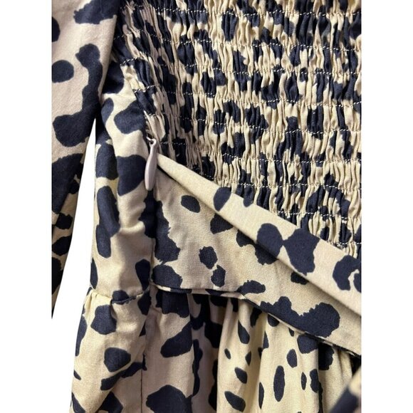 Faithful The Brand Women's Tiered Animal Print Dress Puff S/S Size 4 Smock Tie - Picture 16 of 16
